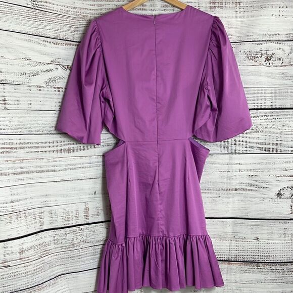 Veronica Beard Dress Womens Sz 10 puff Sleeves Cut out Mini Tiered Cotton Blend - Picture 4 of 9